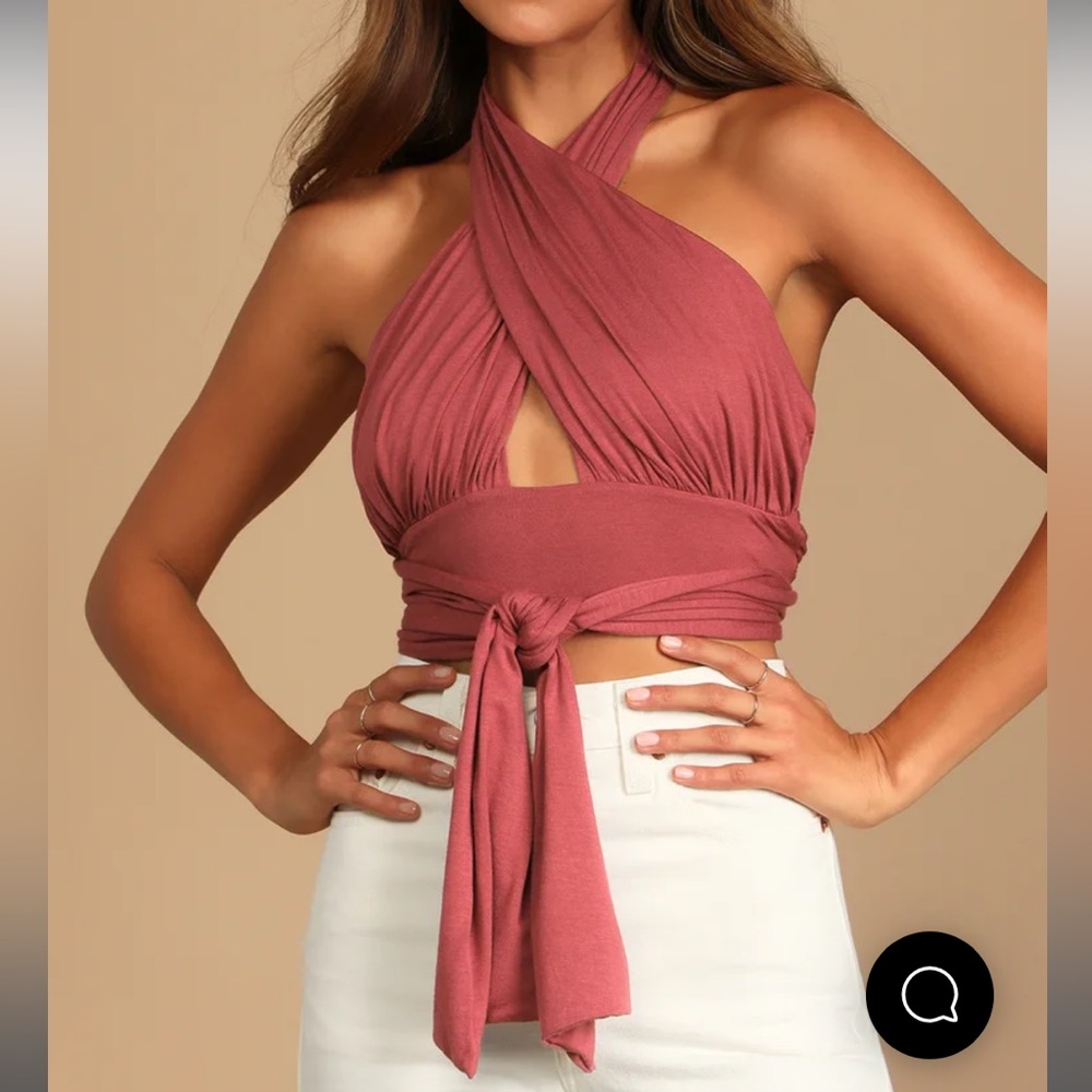 Wrap Red Halter Crop Top